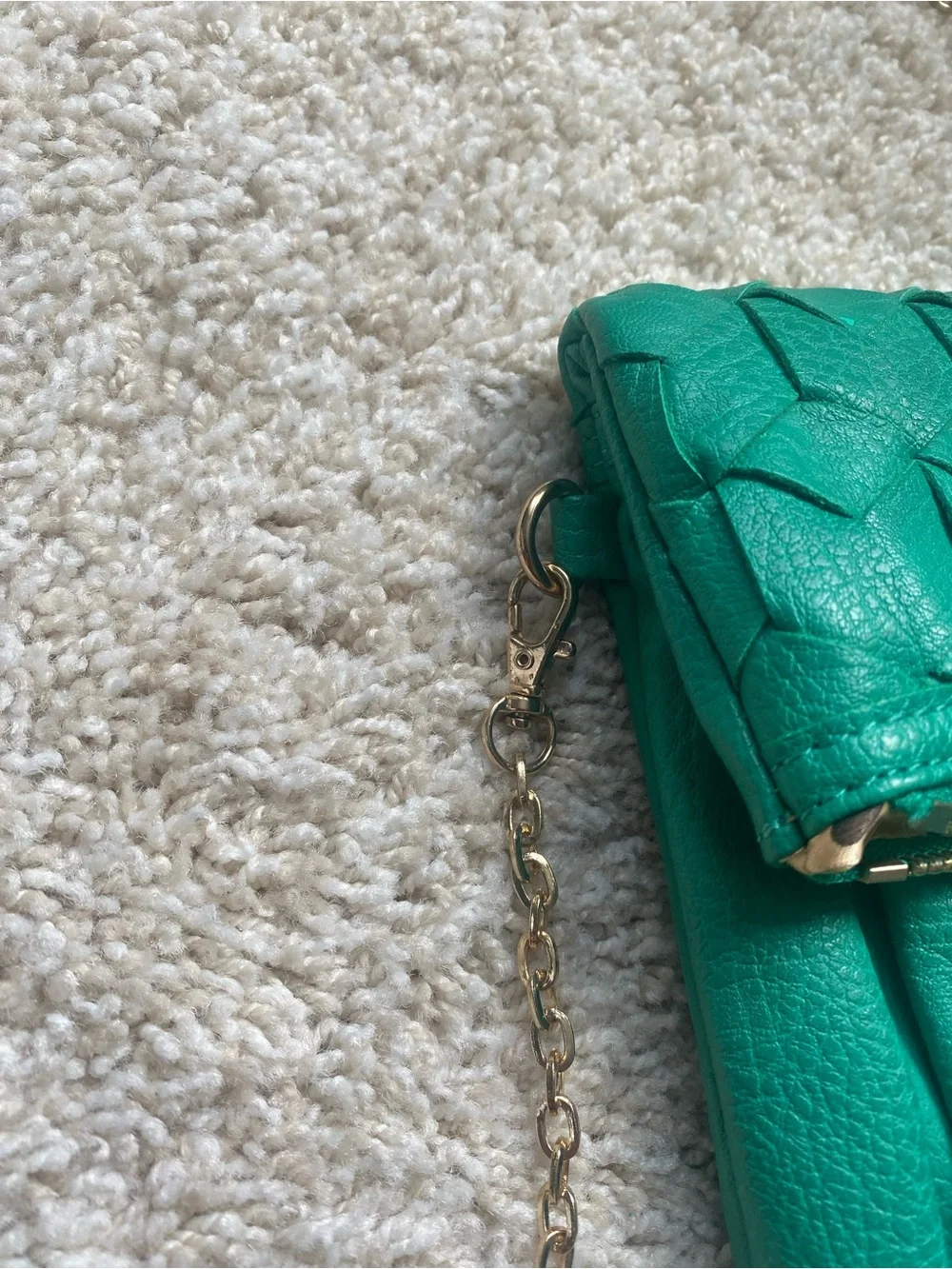 Fold-Over Tassel Clutch with Gold Chain crossbody
